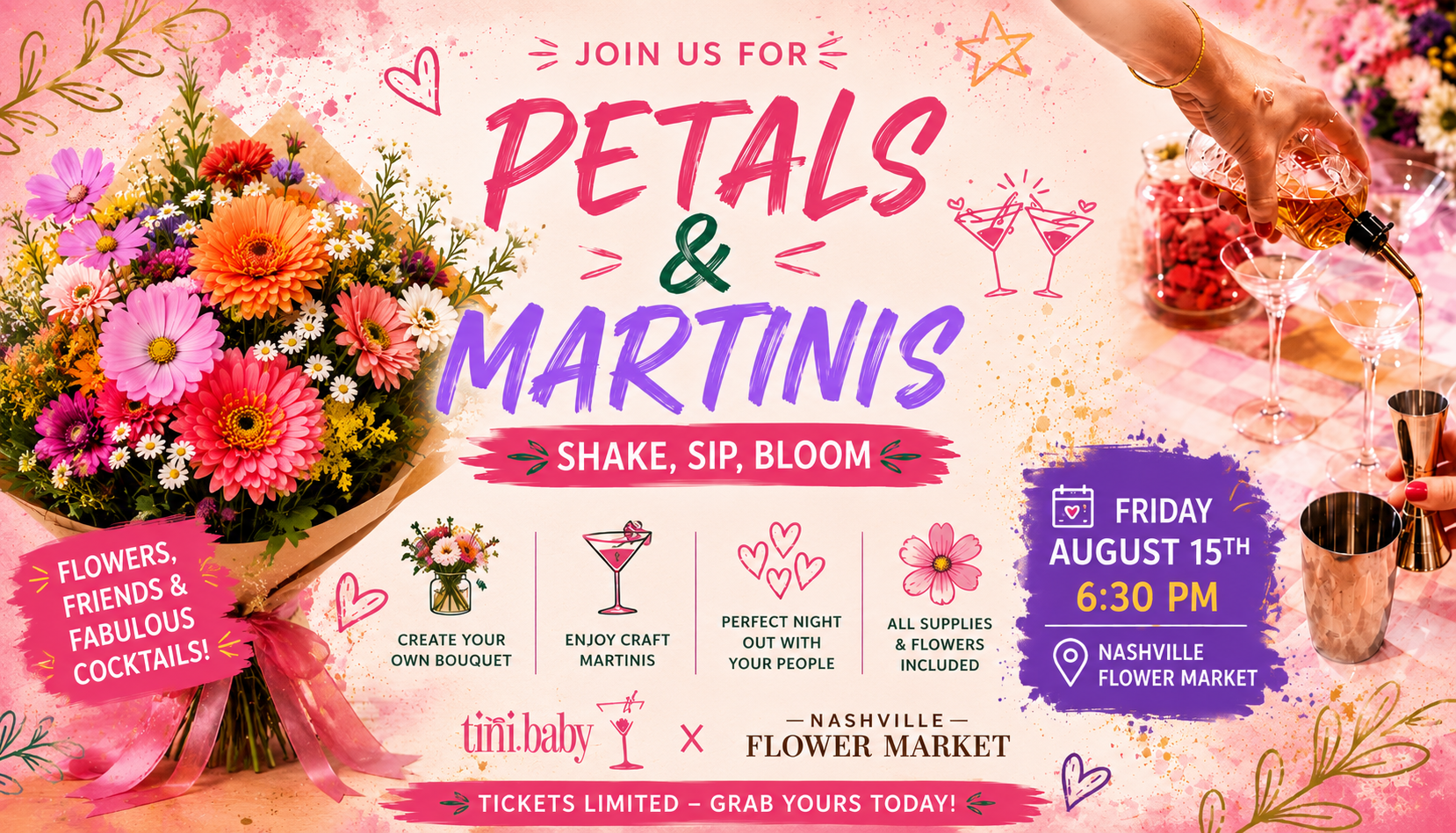 Petals & Martinis: A Night Out with Flowers, Cocktails & Creativity in Nashville