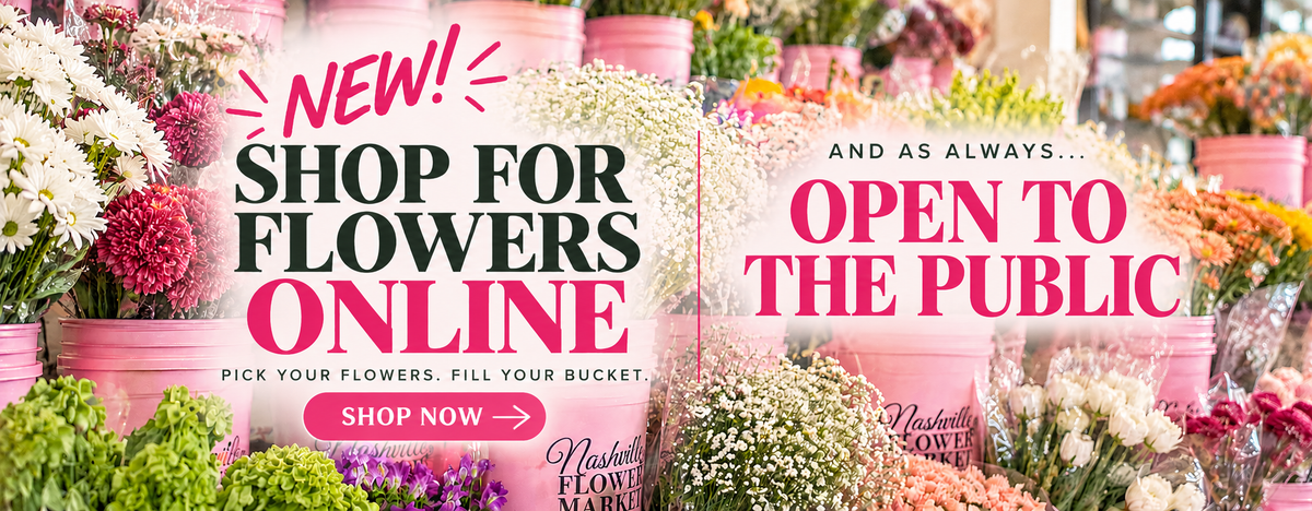 New! Shop for flowers online. Pick your flowers. Fill your bucket. Shop now. Nashville Flower Market is open to the public.